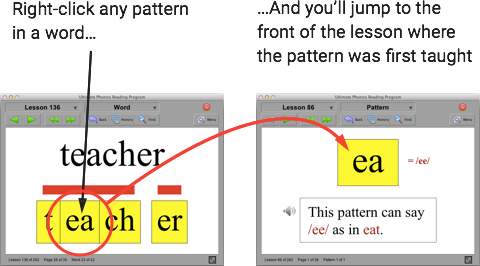 Right-clicking a pattern in a word