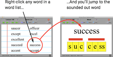 Right-clicking a word in a word list