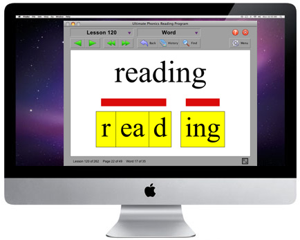 Computer running Ultimate Phonics Computer running Ultimate Phonics