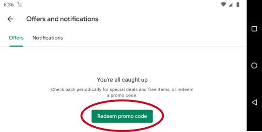 Google Play redeem promo code